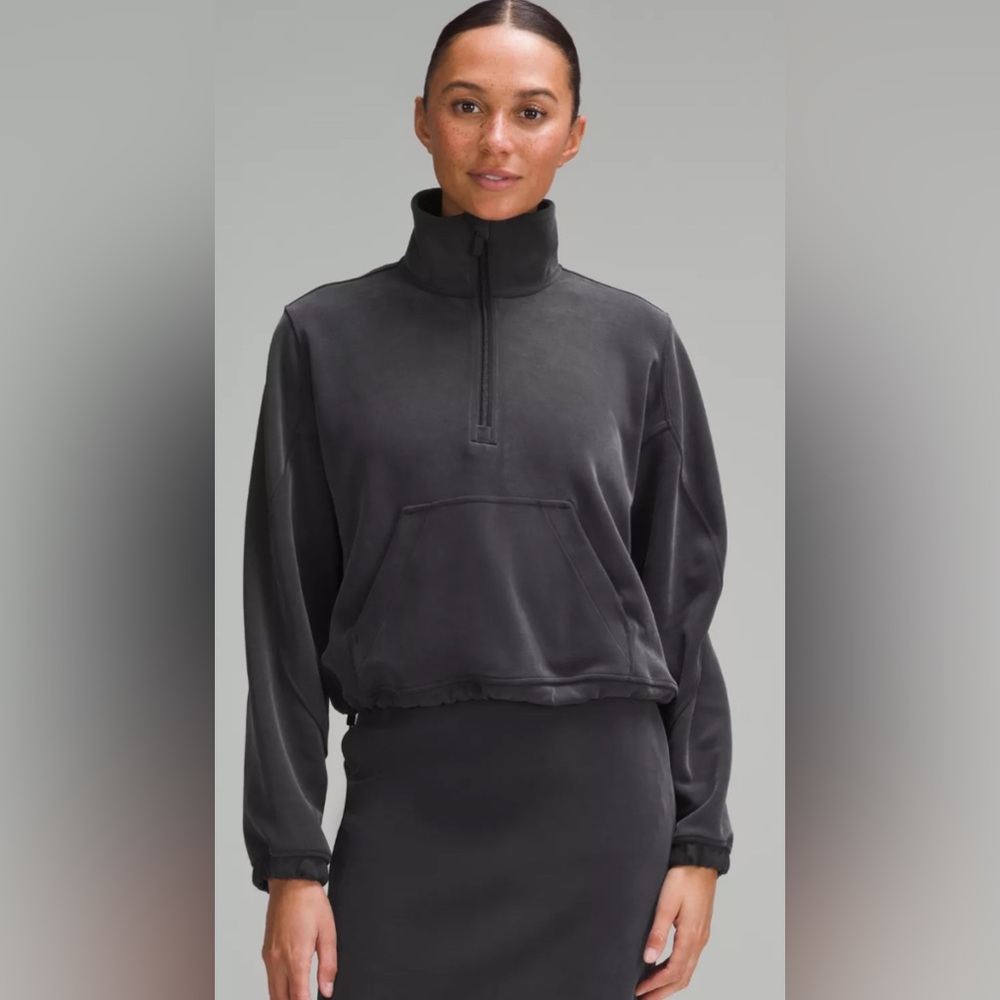 lululemon athletica charcoal gray quarter-zip pullover hoodie